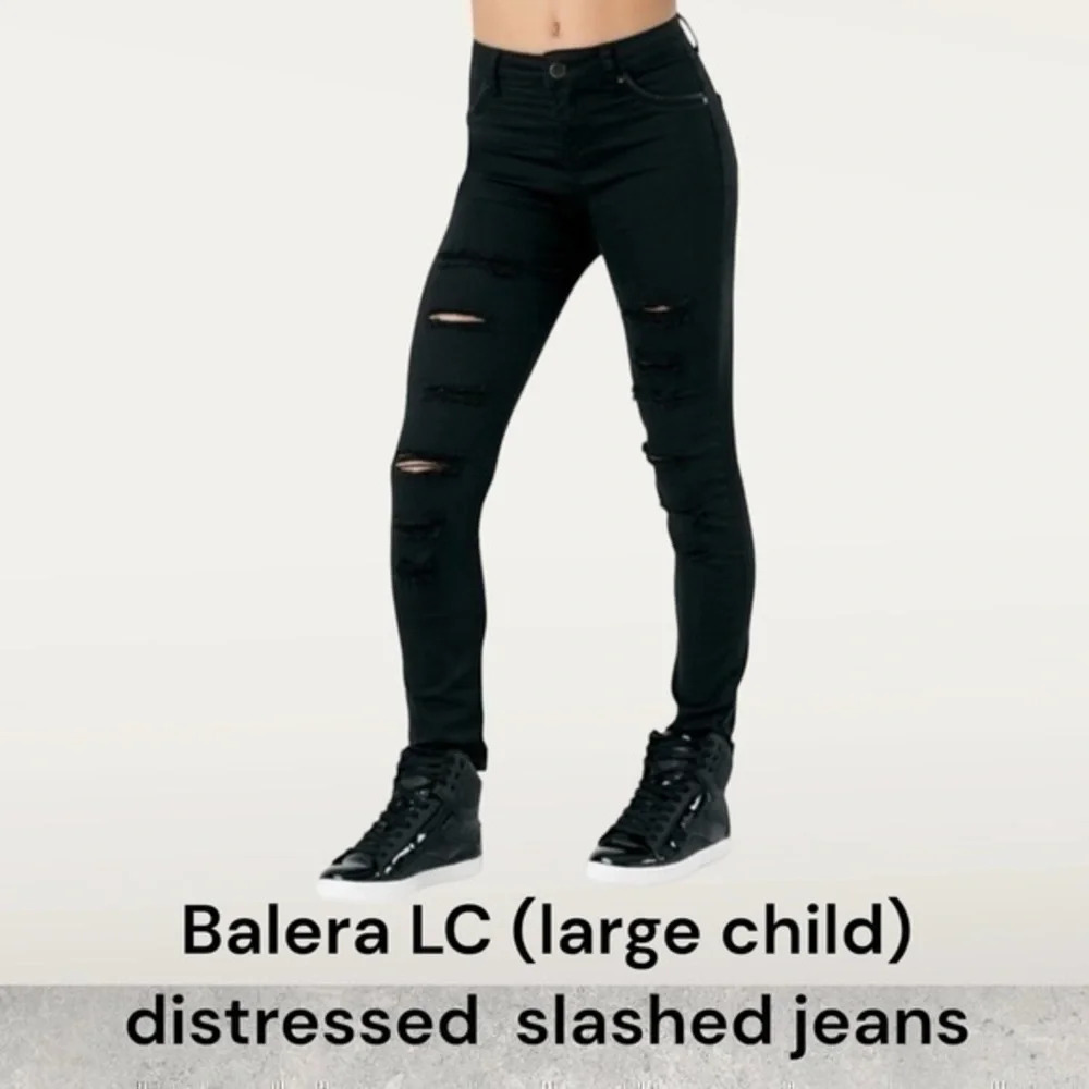 Balera Dance Jeans, distressed slashed straight leg size large